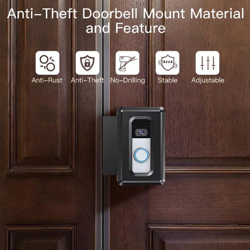 klarako Video Doorbell Door Mount Safety Ring AntiTheft Accessories Security Systems Steel Bracket for House Apartment Office Room Home Rental Friendly - Image 2
