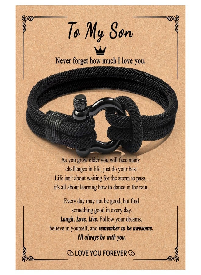 CXLDTE Christmas Stocking Stuffers Teen Boys Gift Ideas, To My Son Bracelet from Mom, Son Gifts from Mom, Cross Bracelet for Men Christian Baptism Confirmation Easter Birthday Gifts for Teens Teenage Boys Kids - Image 1