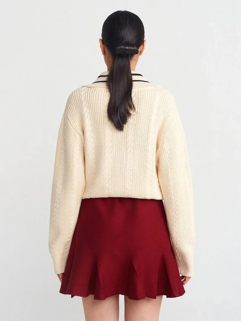 ديلفين DILVIN High-Waist Ribbed Mini Skirt