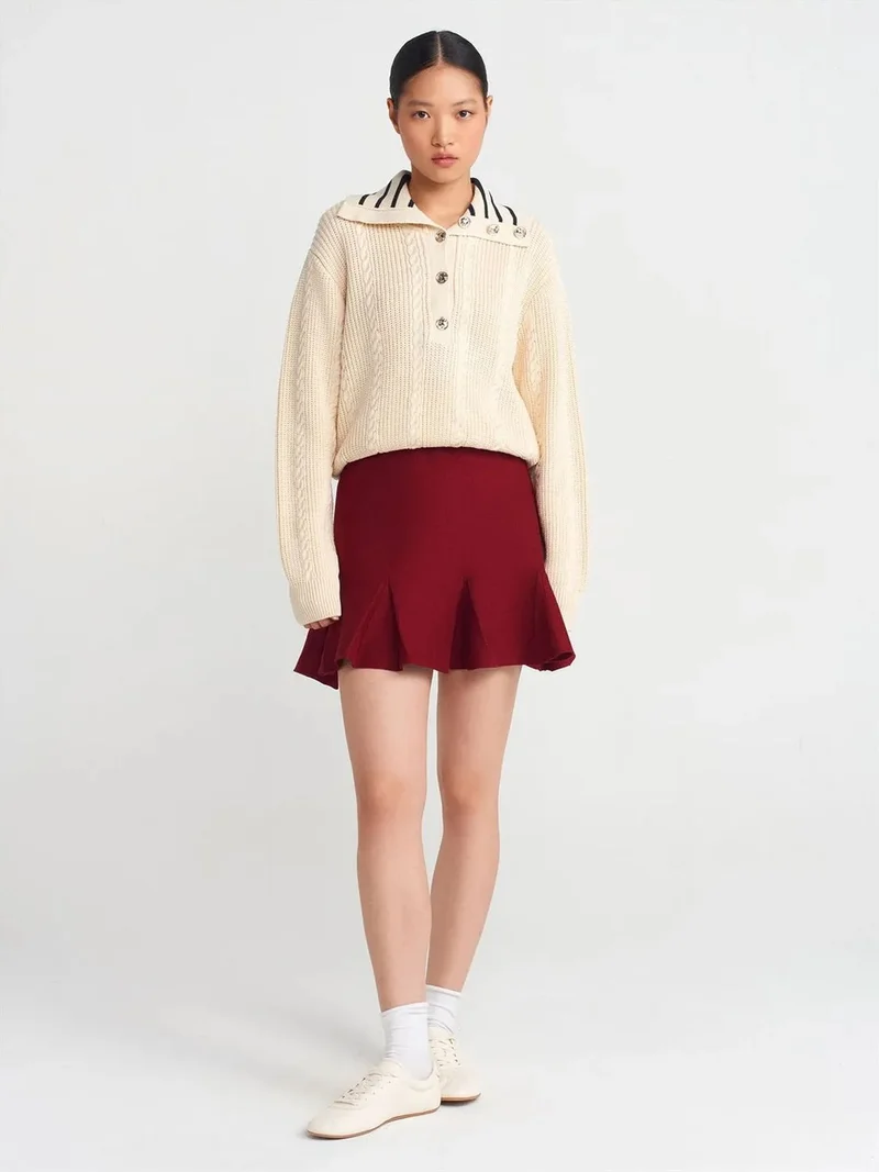 ديلفين DILVIN High-Waist Ribbed Mini Skirt