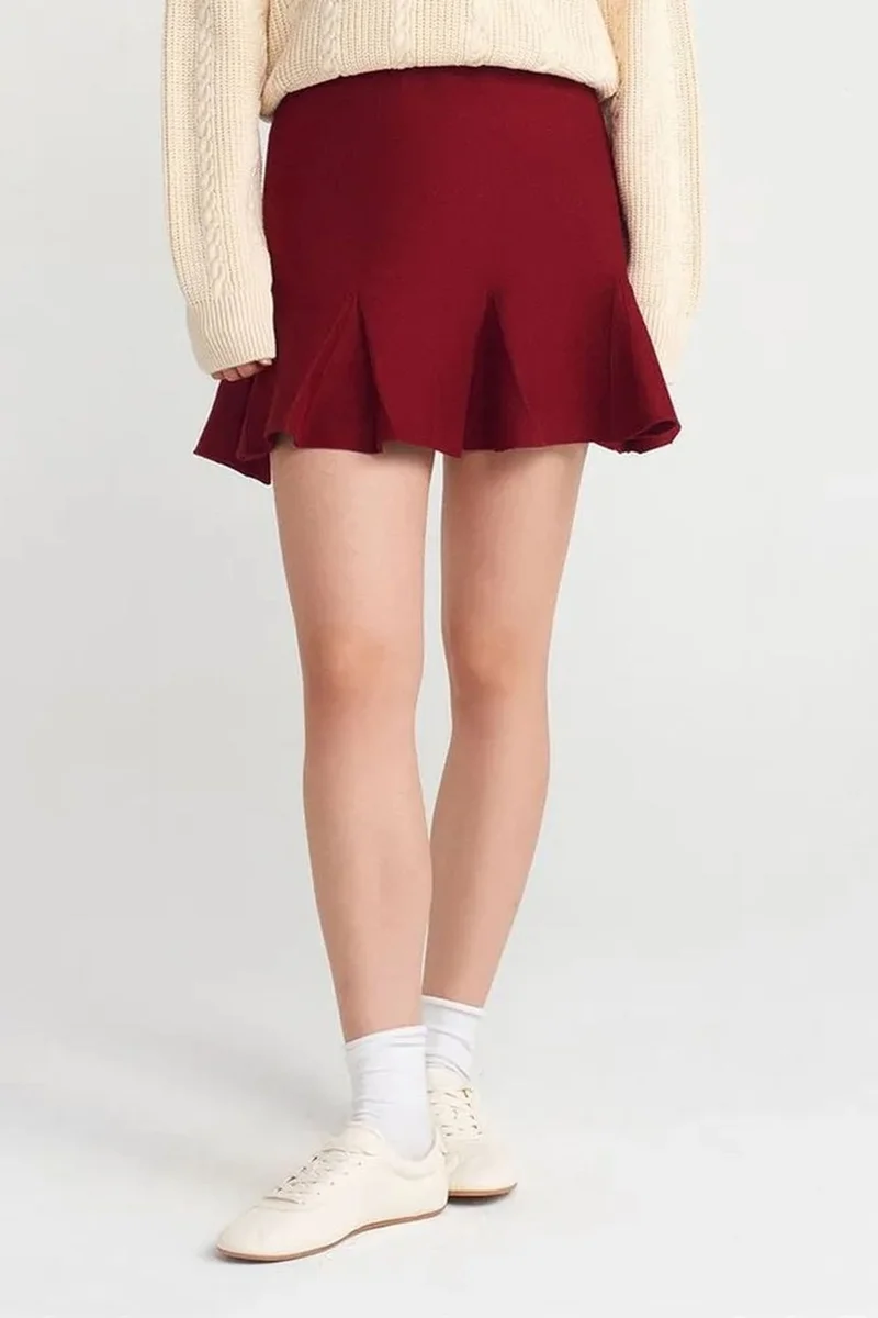 DILVIN High-Waist Ribbed Mini Skirt