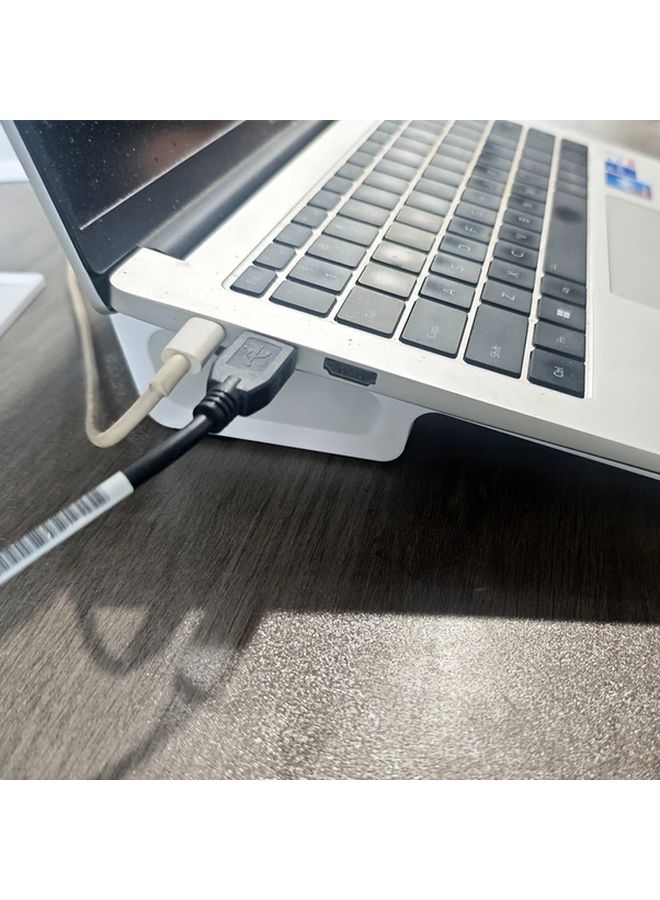 Adjustable Height Laptop Stand With Cooling System Sturdy Base Enhanced Airflow White Black - Image 5