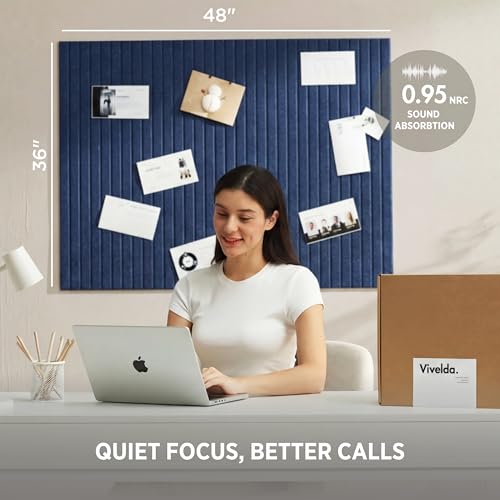 VIVELDA Large Bulletin Board 48"x36" - Office Wall Organizer, Replace Your Old Cork Boards for Walls for Office Decor -12-Pack Felt Wall Panels to Use in Home Office Decor, Classroom Decor (Indigo) - Image 5