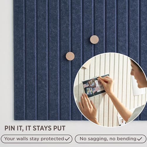 VIVELDA Large Bulletin Board 48"x36" - Office Wall Organizer, Replace Your Old Cork Boards for Walls for Office Decor -12-Pack Felt Wall Panels to Use in Home Office Decor, Classroom Decor (Indigo) - Image 3