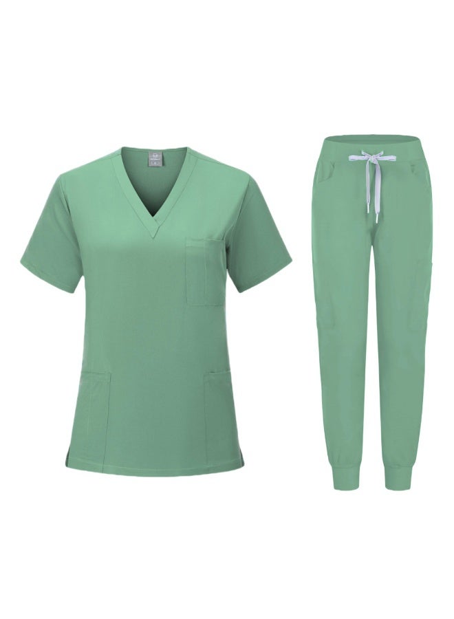 Loquat Womens Medical Scrubs Set Medical Uniform Set Light Green - Image 1