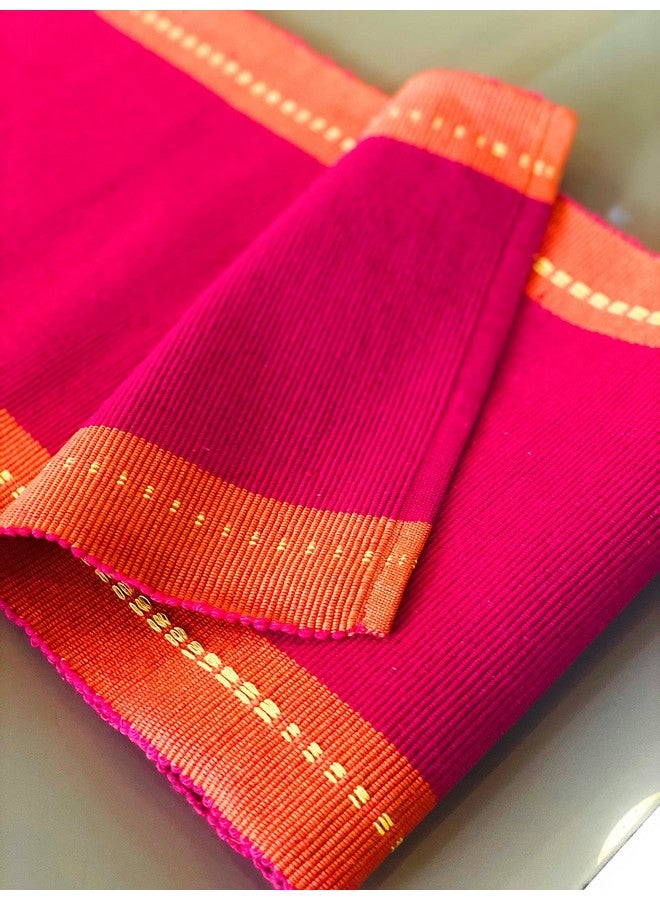 RANGBHAR 6 Seater Dinning Table Runner, Ribbed Cotton Rectangular Shape Runner, 12 X 72 Inches, Washable And Double Sided, Pink Orange - Image 4