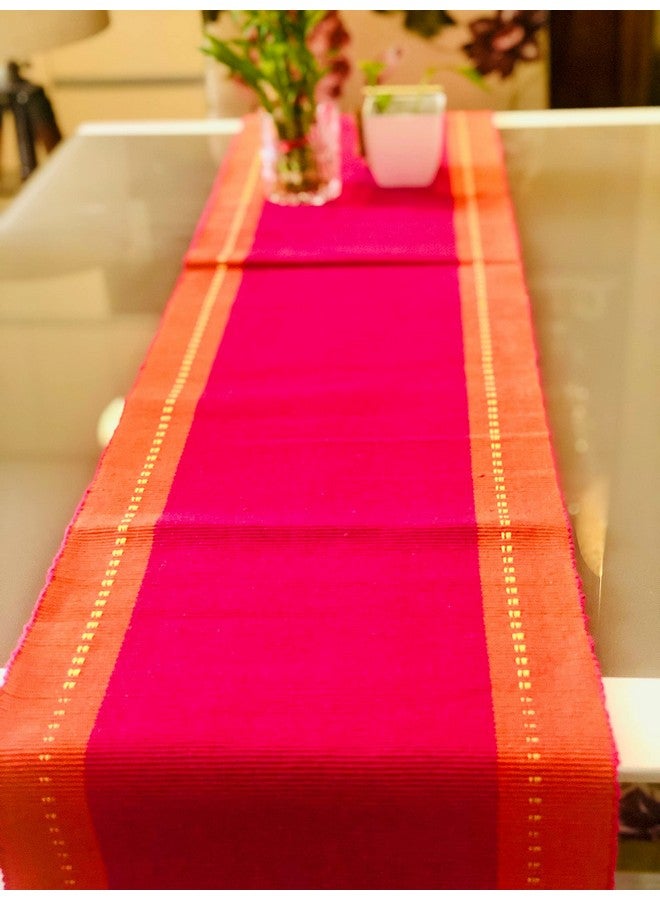 RANGBHAR 6 Seater Dinning Table Runner, Ribbed Cotton Rectangular Shape Runner, 12 X 72 Inches, Washable And Double Sided, Pink Orange - Image 3