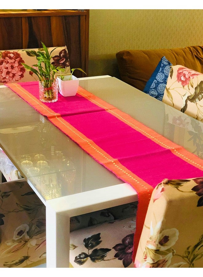 RANGBHAR 6 Seater Dinning Table Runner, Ribbed Cotton Rectangular Shape Runner, 12 X 72 Inches, Washable And Double Sided, Pink Orange - Image 5