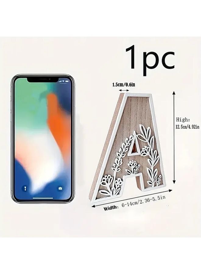 T Model Rustic Wooden Floral Carved Alphabet Letter Wall Art Wedding Decor - Image 5