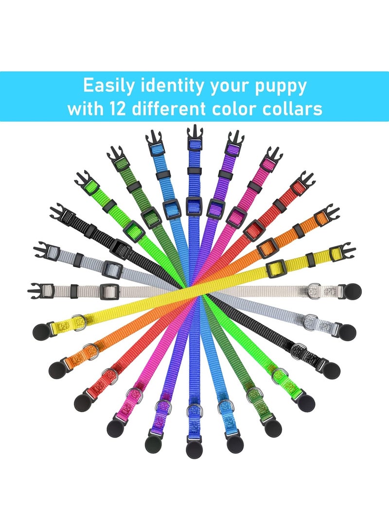 Meetion Soft Nylon Puppy and Pup Collars, Adjustable Breakaway Litter Collars, Plain Whelping & ID with Charts - Assorted Colors, Set of 12 (Medium) - Image 3