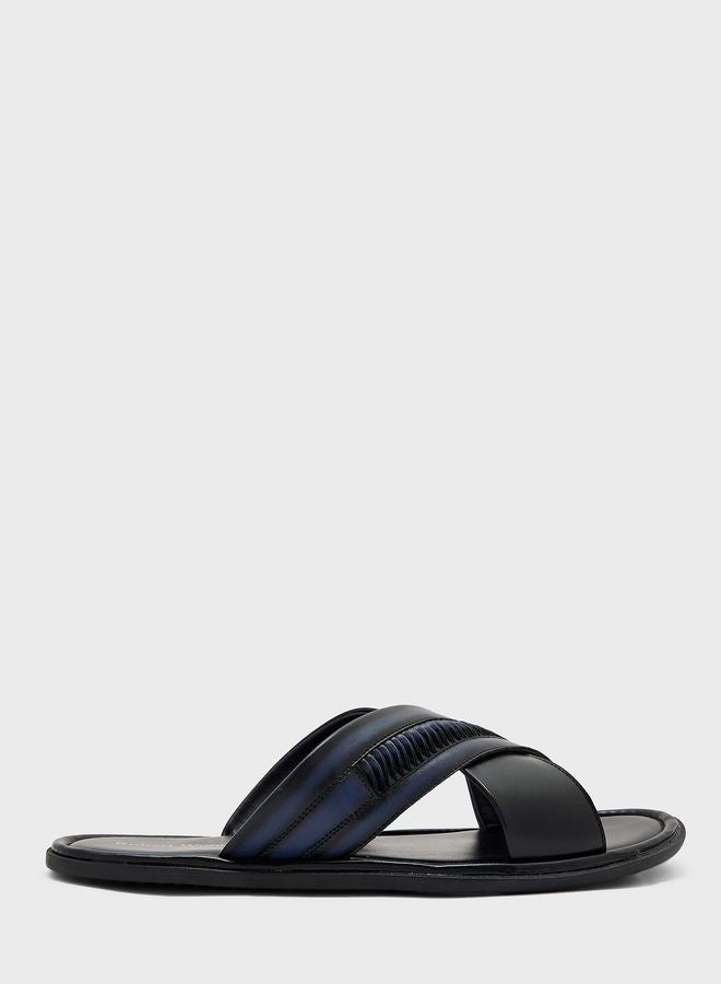 サンダル ROBERT CROSS STRAP SLIPPER BLACK [230~ 290mm] Robert Wood Black Cross Strap Sandals for Men | Best Price