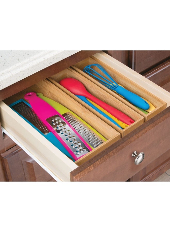 mDesign Wooden Bamboo Kitchen Drawer Organizer Box Tray Stackable Storage For Drawers Cabinets Shelves Pantry Or Counter Hold Utensils And Appliances Echo Collection 2 Pack Natural Wood - Image 3