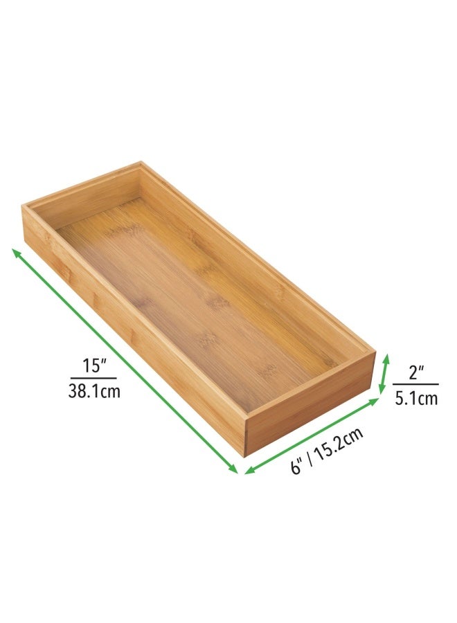 mDesign Wooden Bamboo Kitchen Drawer Organizer Box Tray Stackable Storage For Drawers Cabinets Shelves Pantry Or Counter Hold Utensils And Appliances Echo Collection 2 Pack Natural Wood - Image 4