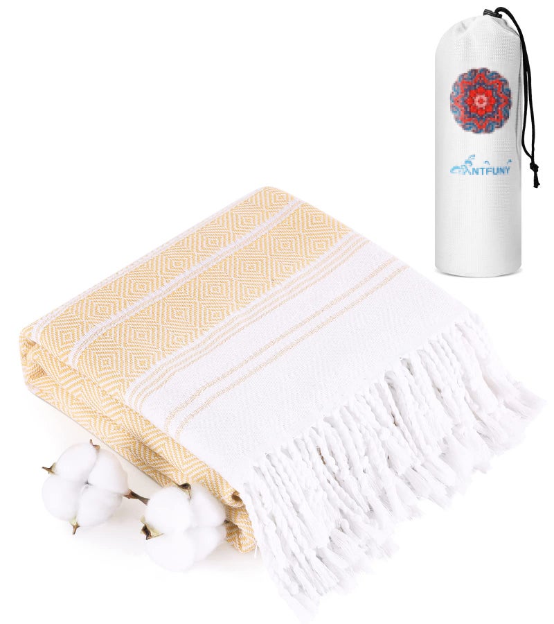 Antfuny Turkish Beach Towels Vacation Essentials Quick Dry Sand Free Oversized Bath Pool Swim Towel Extra Large XL Big Blanket Adult Men Travel Cruise Accessories Must Haves Clearance Yellow - Image 1