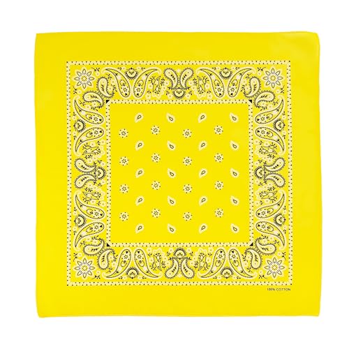 Vamqor Bandana Single Pack & Double Pack Cotton for Men and Women 22 Inch(Yellow) - Image 1