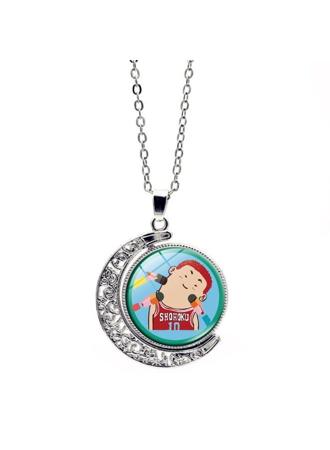 KUYING New Slam Dunk Double Sided Rotating Moon Pendant Necklace 