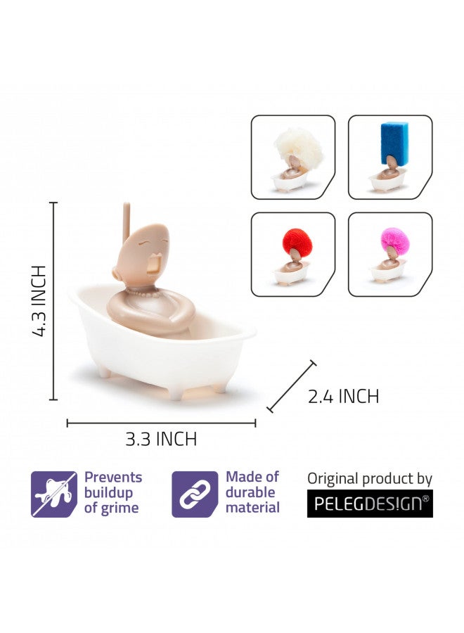PELEG DESIGN - Soap Opera Sponge Holder for Kitchen Sink Cute & Funny Dish Scrubber Holder Kitchen Organizer- Includes 1 Metal Scrubber - Image 5