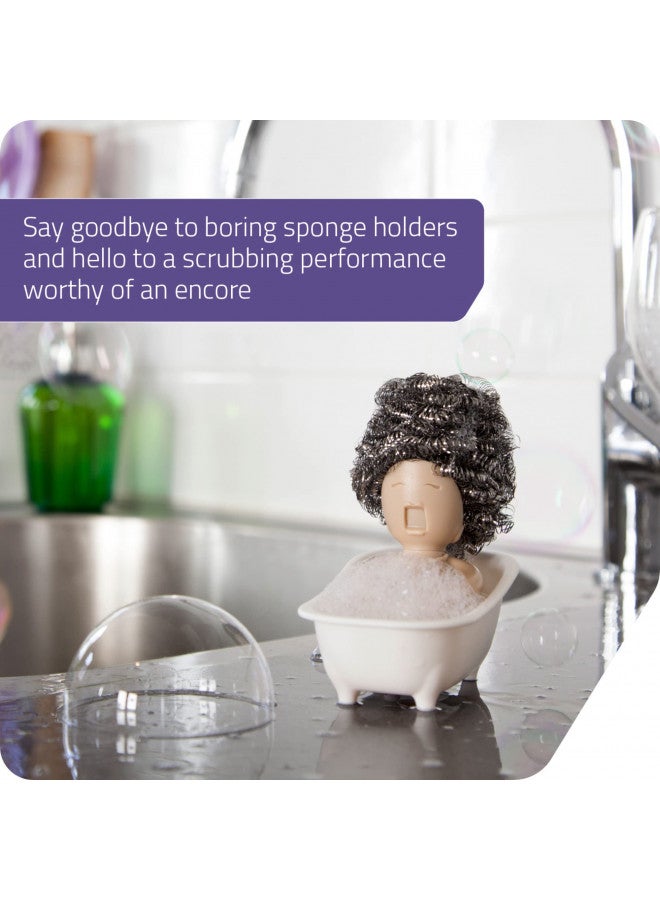 PELEG DESIGN - Soap Opera Sponge Holder for Kitchen Sink Cute & Funny Dish Scrubber Holder Kitchen Organizer- Includes 1 Metal Scrubber - Image 3