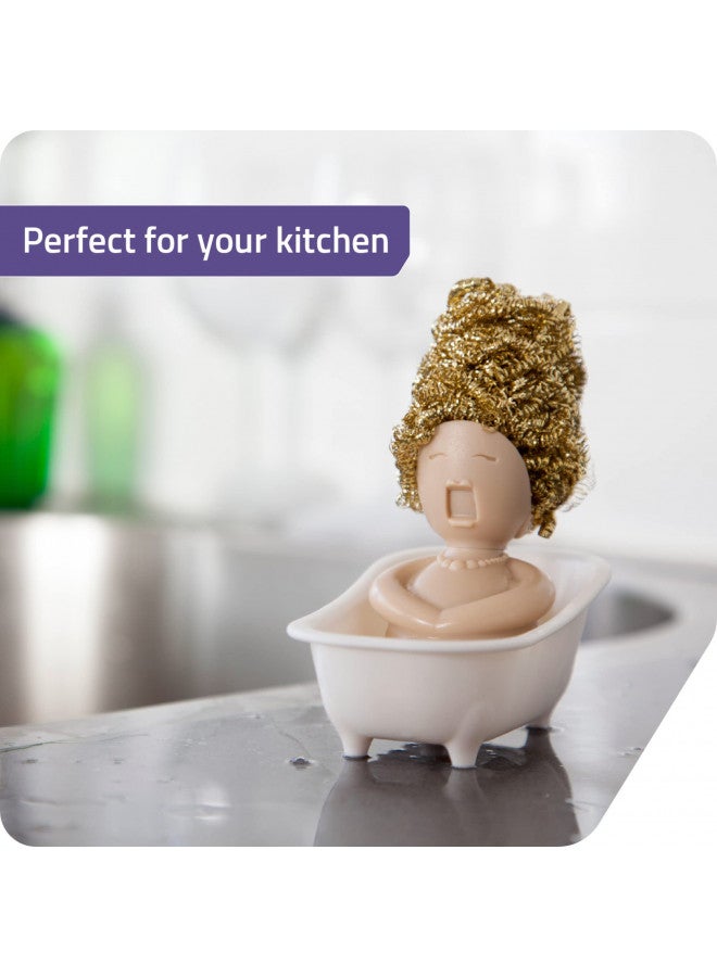 PELEG DESIGN - Soap Opera Sponge Holder for Kitchen Sink Cute & Funny Dish Scrubber Holder Kitchen Organizer- Includes 1 Metal Scrubber - Image 2