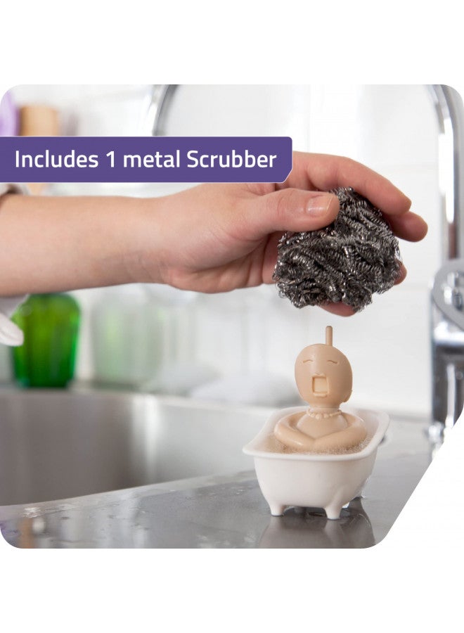 PELEG DESIGN - Soap Opera Sponge Holder for Kitchen Sink Cute & Funny Dish Scrubber Holder Kitchen Organizer- Includes 1 Metal Scrubber - Image 4