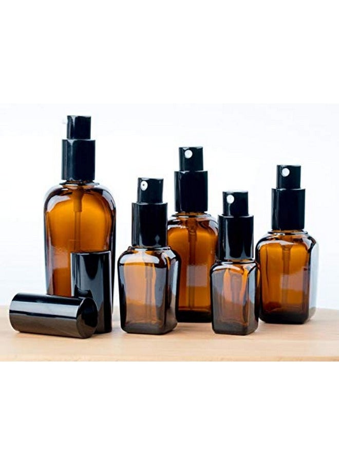 ericotry 3Pcs 100Ml Empty Refillable Square Amber Glass Cream Lotion Pump Bottles For Makeup Face Cream Facial Cleanser Toiletries Toner Liquid Travel Containers Emulsion Essential Oil Dispenser  - Image 5