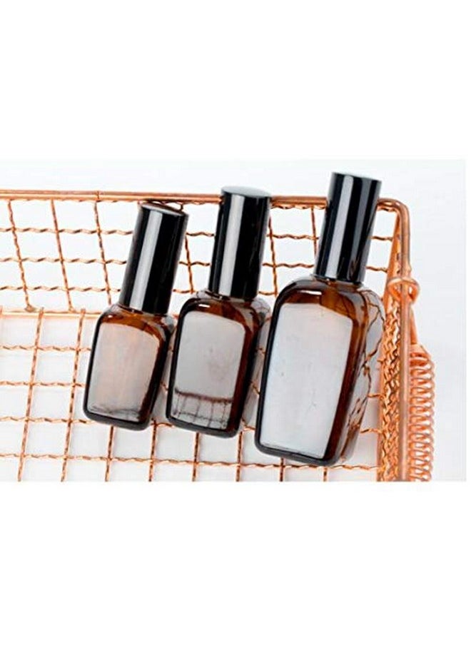 ericotry 3Pcs 100Ml Empty Refillable Square Amber Glass Cream Lotion Pump Bottles For Makeup Face Cream Facial Cleanser Toiletries Toner Liquid Travel Containers Emulsion Essential Oil Dispenser  - Image 4