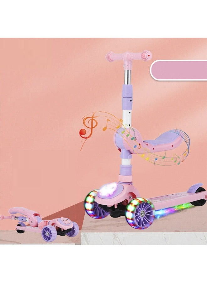 Beauenty 2 in 1 Sitting And Standing Mode Multifunction Foldable Pedal Scooter, With Music And Lights - Image 1