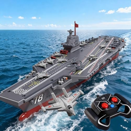 Ssccgym 40CM S19 Hobby RC Boat for 14y Beginners Remote Controlled Warship Aircraft Carrier 4WD 24G Battleship 10kmh On Water Lakes Pools - Image 1