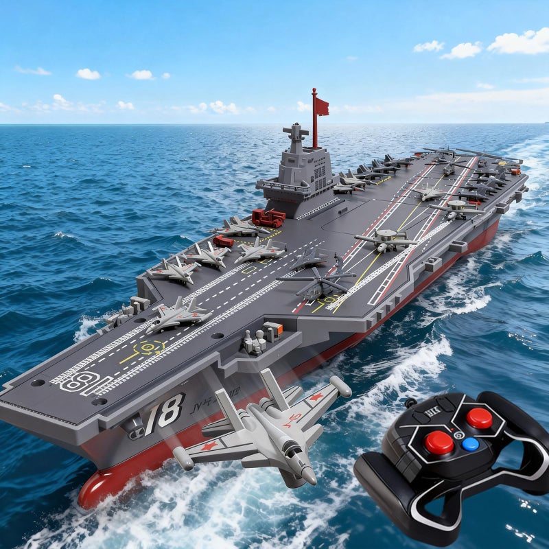 Ssccgym 40CM S19 Hobby RC Boat for 14y Beginners Remote Controlled Warship Aircraft Carrier 4WD 24G Battleship 10kmh On Water Lakes Pools - Image 2