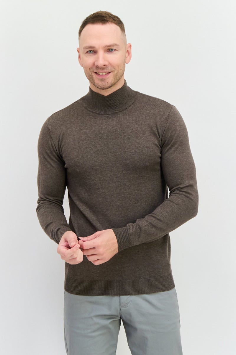Sorbino Men Mock Neck Textured Sweater, Taupe - Image 1
