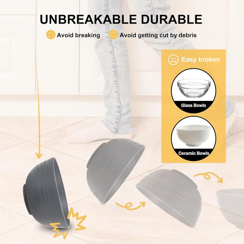 Rubtlamp 16Pcs Plastic Wheat Straw Dinnerware Set Reusable Plastic Dishes Set for 4 Kitchen Plates And Bowls Set Deep Four Colors Include Dinner Plates Dessert Plates Cereal Bowls Cups - Image 4
