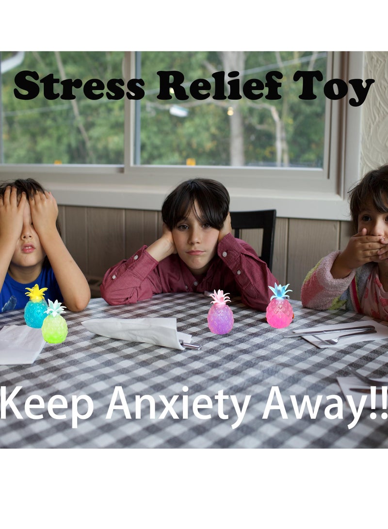 SYOSI 4Pack Pineapple Stress Balls for Kids and Adults Squishy Glitter Fruit Fidget Toys Sensory Stress Relief Toy Stretch Squeeze Ball Sensory Fidget Toys for ADHD Autism Anxiety Relief Stress Relief - Image 5