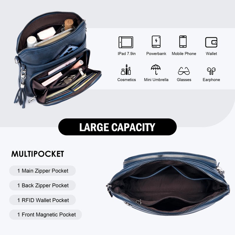 Roulens Crossbody Purse for Women Vegan Leather Medium Crossbody Wallet Bag for Travel Women Shoulder Handbags with Tassel - Image 5