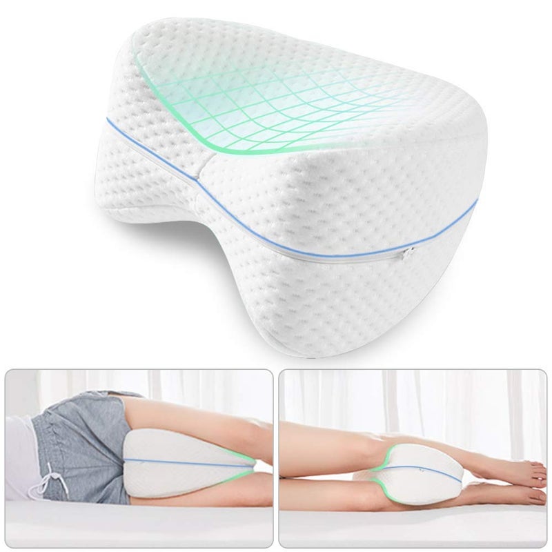 ONTRIP ONTRIP Memory Foam Sleeping Cotton Leg Pillow Cushion for Hip Knee Leg and Back Support Pain Relief Cushion Knee Pillow for Side Sleepers and Pregnant Women with Washable Cover, Pack of 1 - Image 5