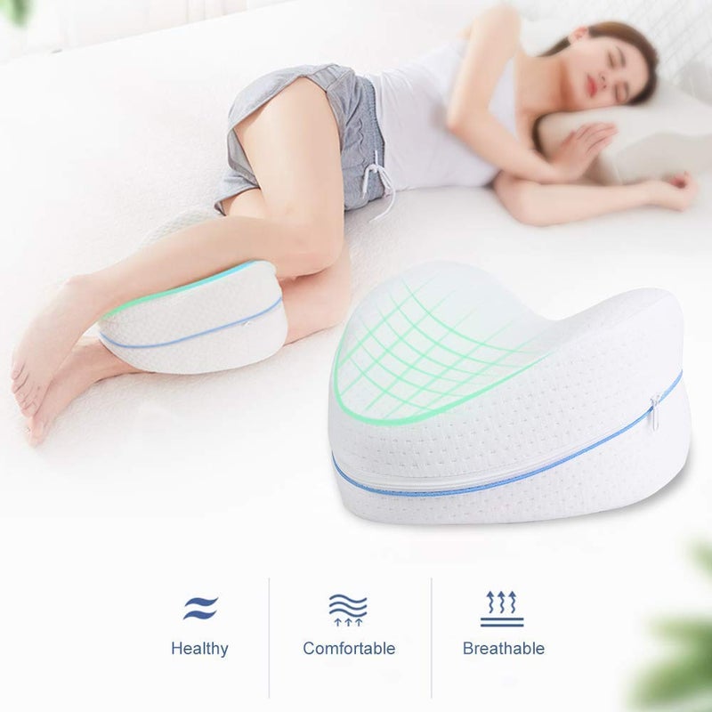 ONTRIP ONTRIP Memory Foam Sleeping Cotton Leg Pillow Cushion for Hip Knee Leg and Back Support Pain Relief Cushion Knee Pillow for Side Sleepers and Pregnant Women with Washable Cover, Pack of 1 - Image 3