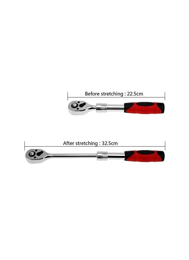 PROMASS - 3/8-Inch Drive Standard Ratchet Wrench, Flexible 72-Tooth Extendable Telescopic Socket Spanner Wrench Allen Key Length Hand Tools - Image 1