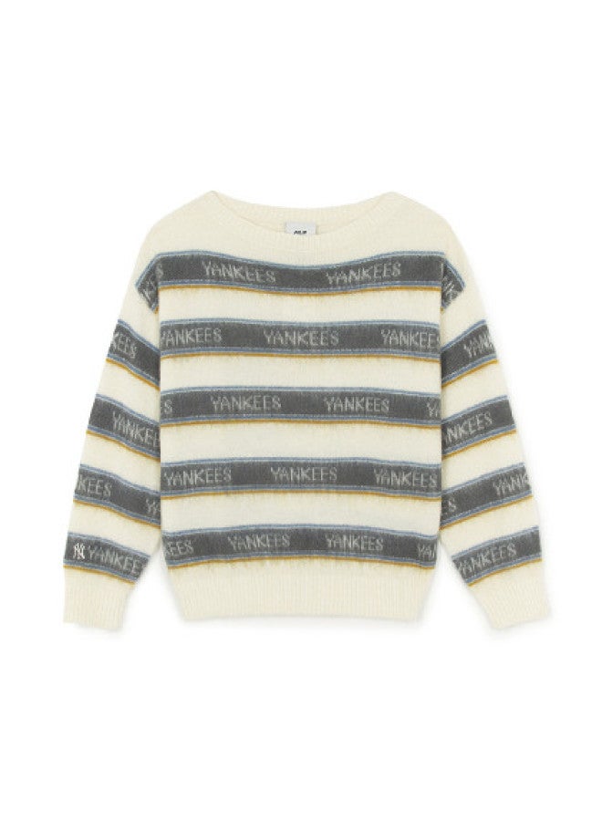 MLB Women'S Preppy Style Fashion Striped Off-Shoulder Knitted Sweater 25 Autumn Kpv02 - Image 1
