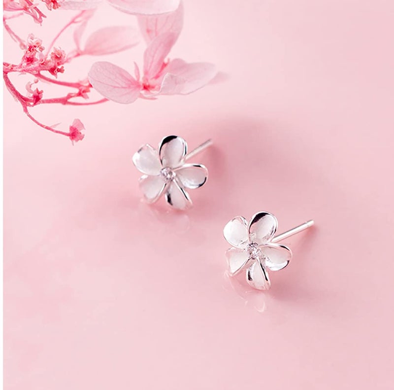 Reffeer أقراط زهور بلوميريا من الفضة الإسترلينية 925 للنساء والفتيات المراهقات (A-Silver) - Image 5