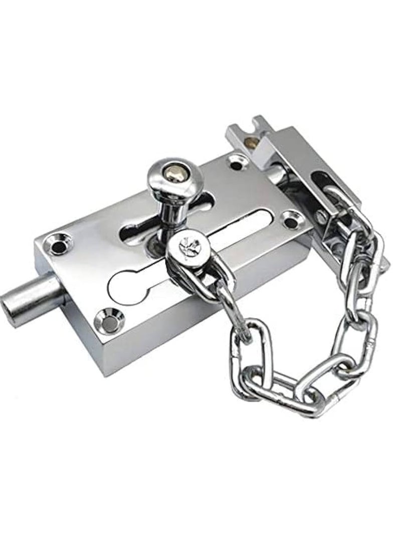 KNP KNP Door Chain Guard Gate Latches Safety Door Lock with Anti-Theft Chain Door Chain Locks With Double Locking System Chrome - Image 1