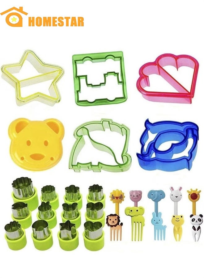HOMESTAR 28 Pcs Sandwich Cutters for Kids with Cute Food Picks Set, Animal Cutouts for Cookies, Sandwiches, Vegetables, Fruit, and Bento Box Lunches, Mini and Reusable - Image 1