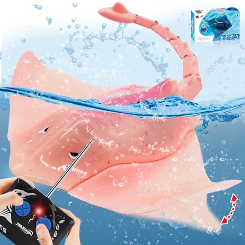 LAFALA Pool Toys Remote Control Stingray Diving into Water High Simulation Robot Manta ray Lights Rechargeable Battery Remote Control Bathtub Summer Pool Toys Great Gift RC Boat for 812 Year Kids Pink - Image 1