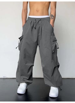 Maniac Mens Solid Side Pockets Grey Nylon fabric Baggy fit Cargo Pant  - Image 3