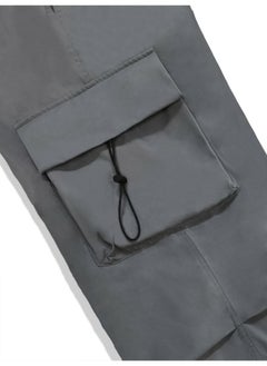 Maniac Mens Solid Side Pockets Grey Nylon fabric Baggy fit Cargo Pant  - Image 5
