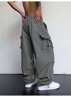 Maniac Mens Solid Side Pockets Grey Nylon fabric Baggy fit Cargo Pant  - Image 4