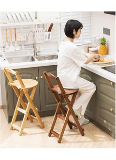 Rubik High Barstool, Folding Wood Chair for Home, Kitchen, Office, Restaurant (Beige)  - Image 3