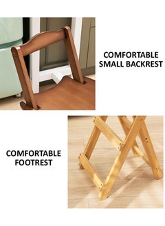 Rubik High Barstool, Folding Wood Chair for Home, Kitchen, Office, Restaurant (Beige)  - Image 4