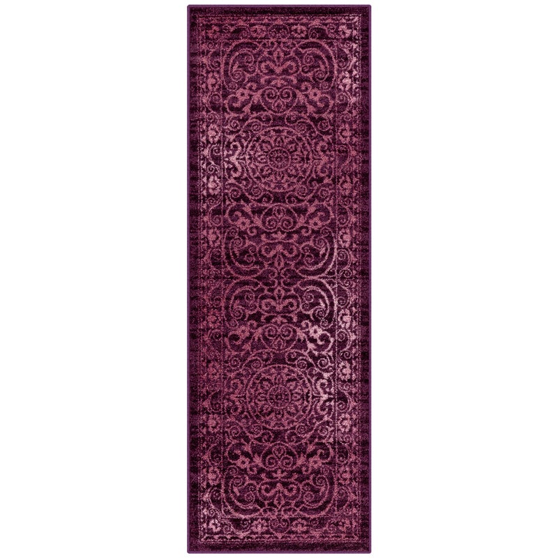 Maples Rugs Pelham Transitional Runner Rug - Made in USA - Washable, Non Slip, Indoor Carpet for Hallway, Kitchen, and Laundry Room, 1'8 x 5, Wineberry - Image 1