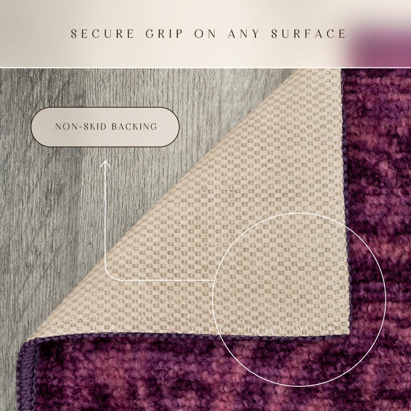Maples Rugs Pelham Transitional Runner Rug - Made in USA - Washable, Non Slip, Indoor Carpet for Hallway, Kitchen, and Laundry Room, 1'8 x 5, Wineberry - Image 5