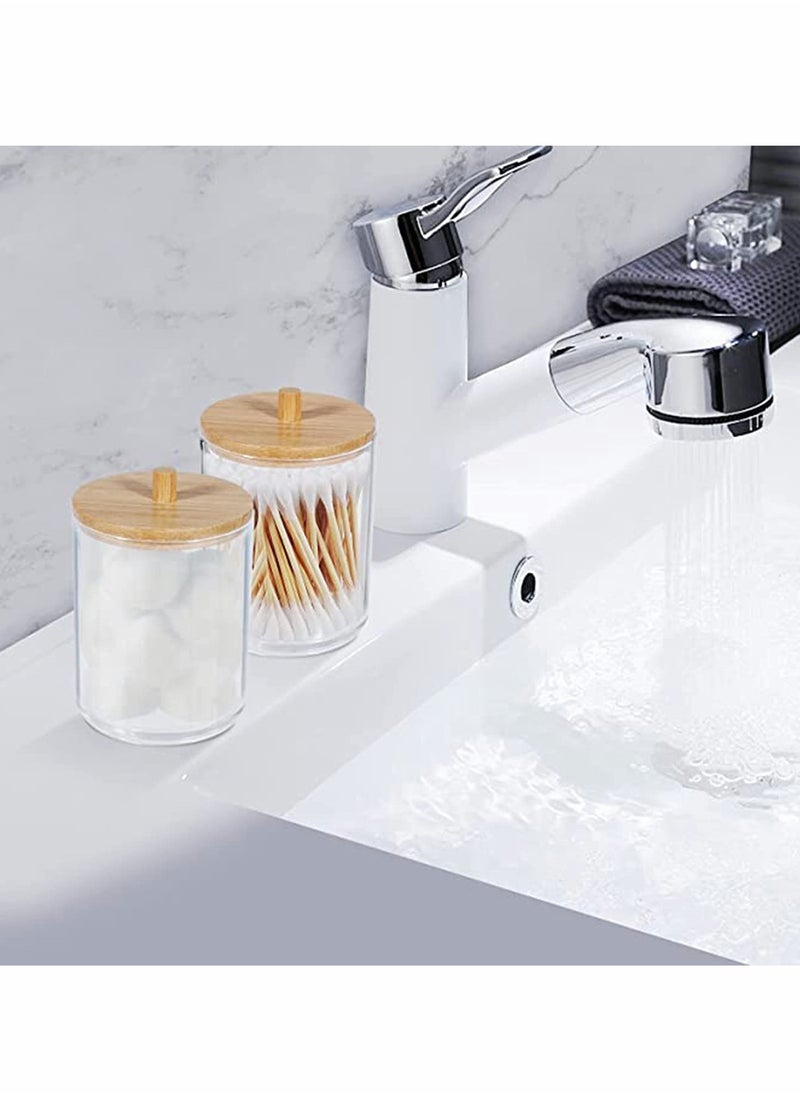 Stylish Bathroom Canisters Set for Cotton Swabs and Balls, 2 Pack Acrylic Qtip Holders with Lids for Organized Storage