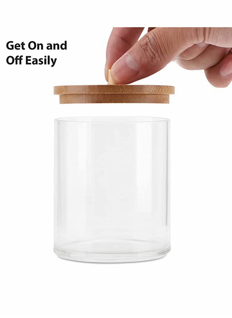Stylish Bathroom Canisters Set for Cotton Swabs and Balls, 2 Pack Acrylic Qtip Holders with Lids for Organized Storage